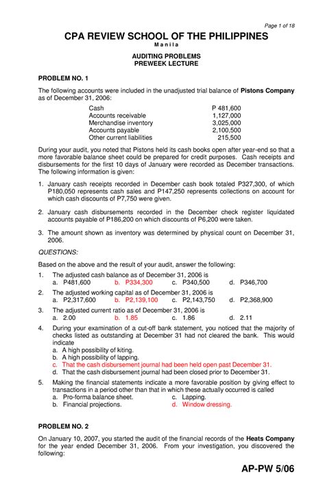 CPA REVIEW SCHOOL OF THE PHILIPPINES M a n i l a .